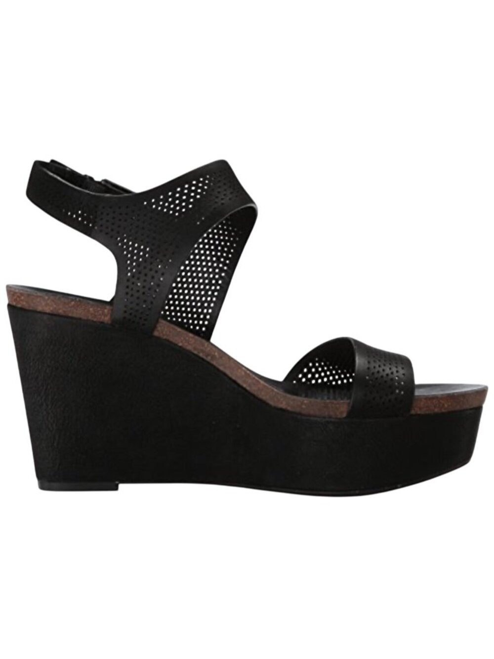 Vince Camuto Brown Perforated Leather Sandals Wedge Vessinta Size 9